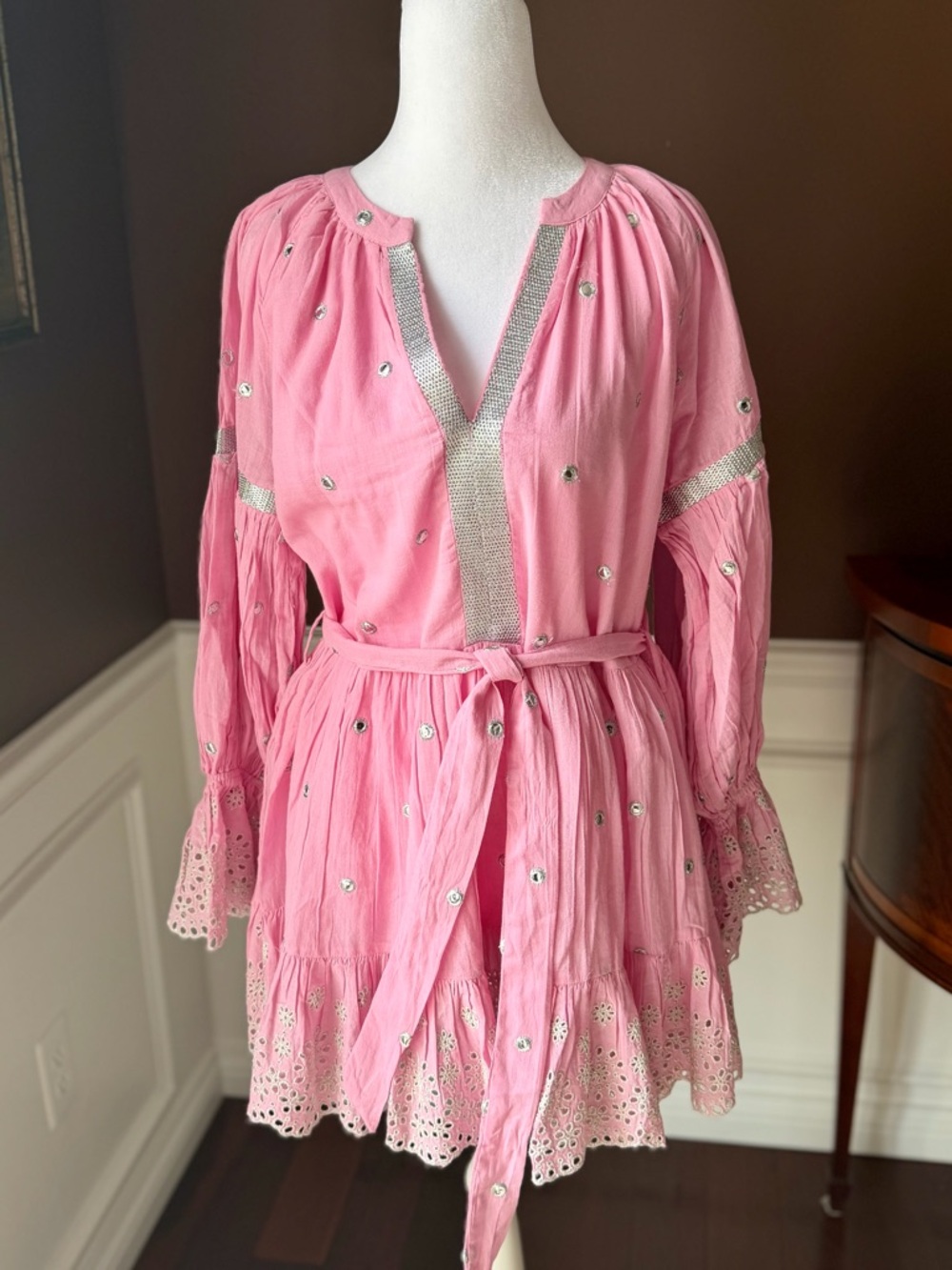 PQ Swim Ezra Cover-Up or Dress Pink with Silver Details Size XS/S NWT